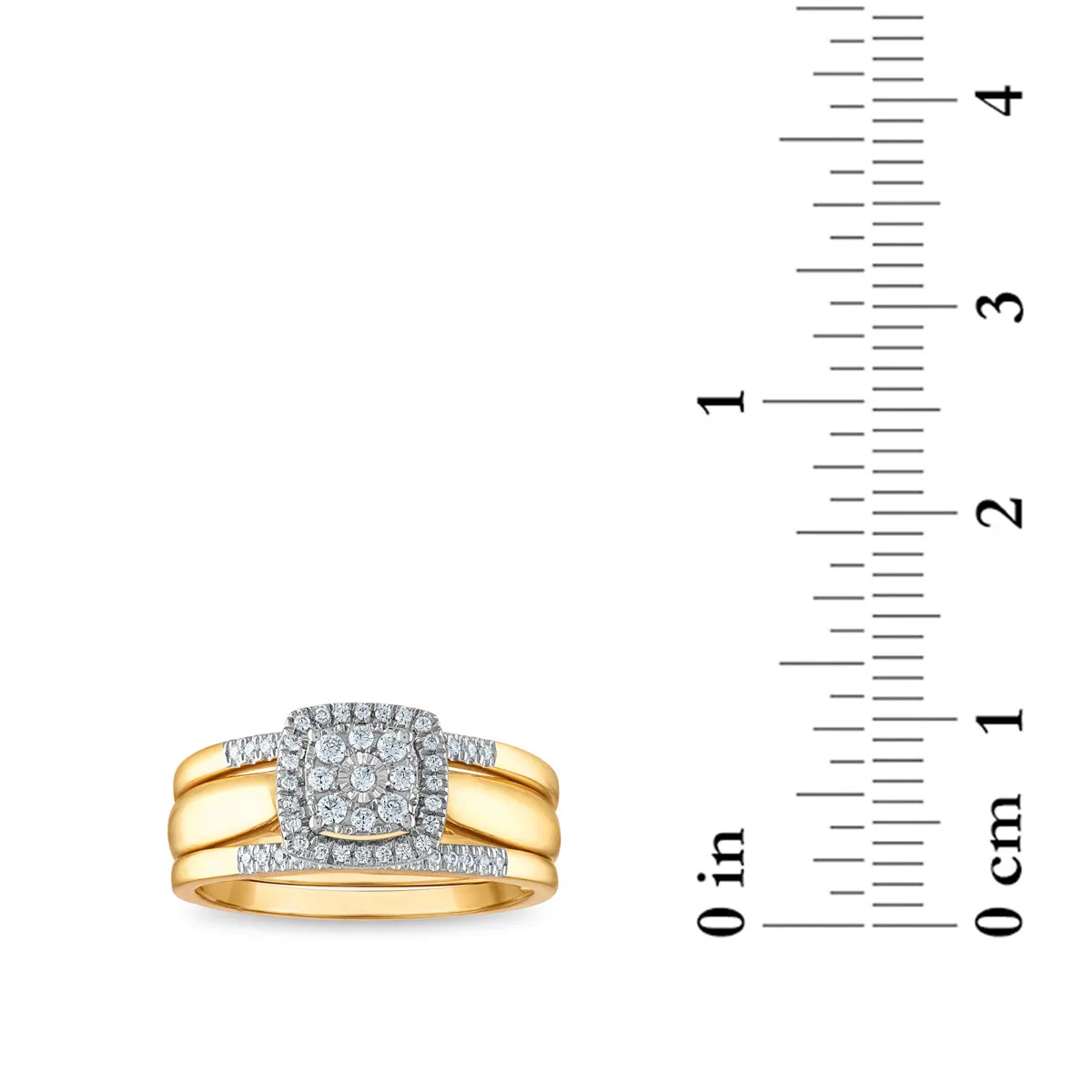 1/4 CTW Diamond Halo Bridal Set 3-Piece Ring in 10KT Yellow Gold