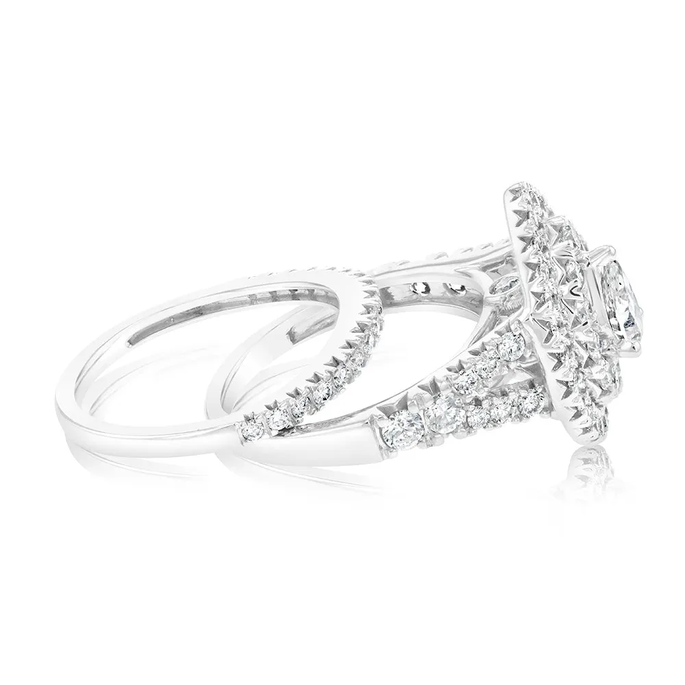1.90 Carat Diamond Pear Cut Bridal Set in 10ct White Gold