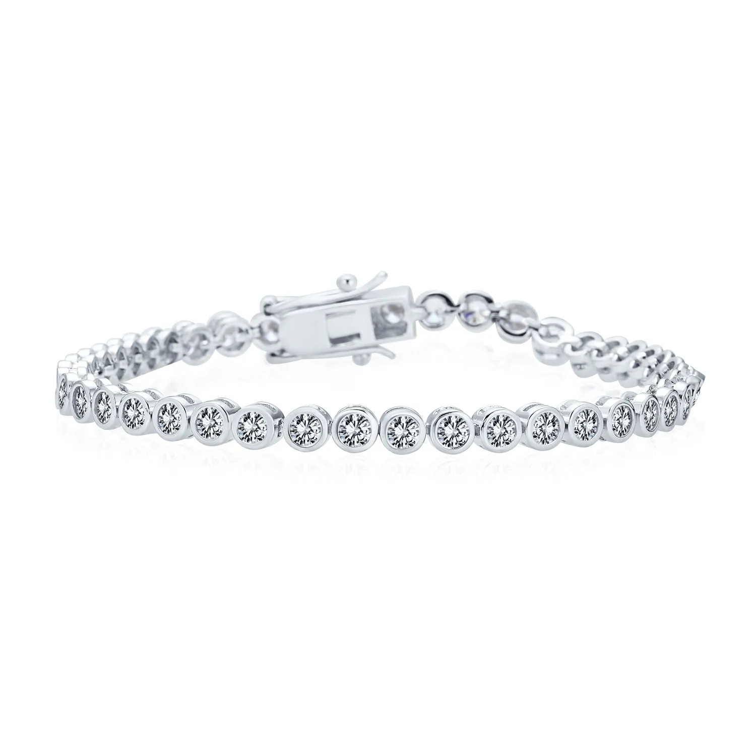 4CT Bubble Tennis Bracelet Bezel Round CZ Gold Plated Sterling Silver