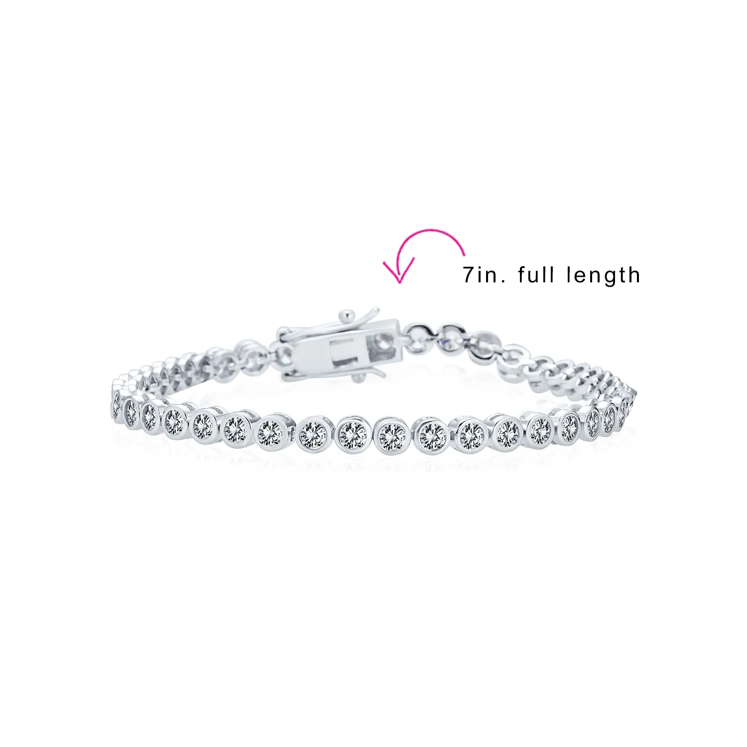 4CT Bubble Tennis Bracelet Bezel Round CZ Gold Plated Sterling Silver