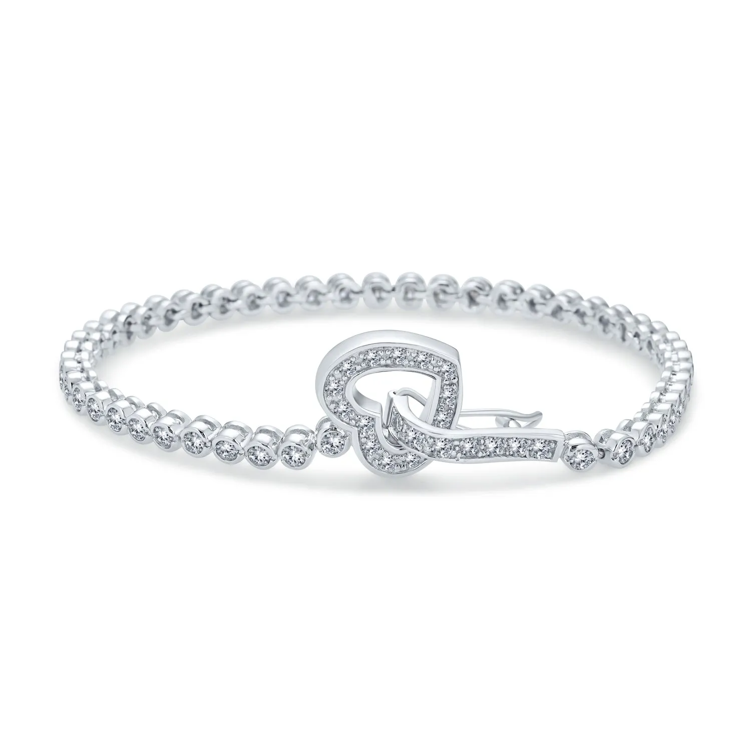 4CT Bubble Tennis Bracelet Bezel Round CZ Gold Plated Sterling Silver