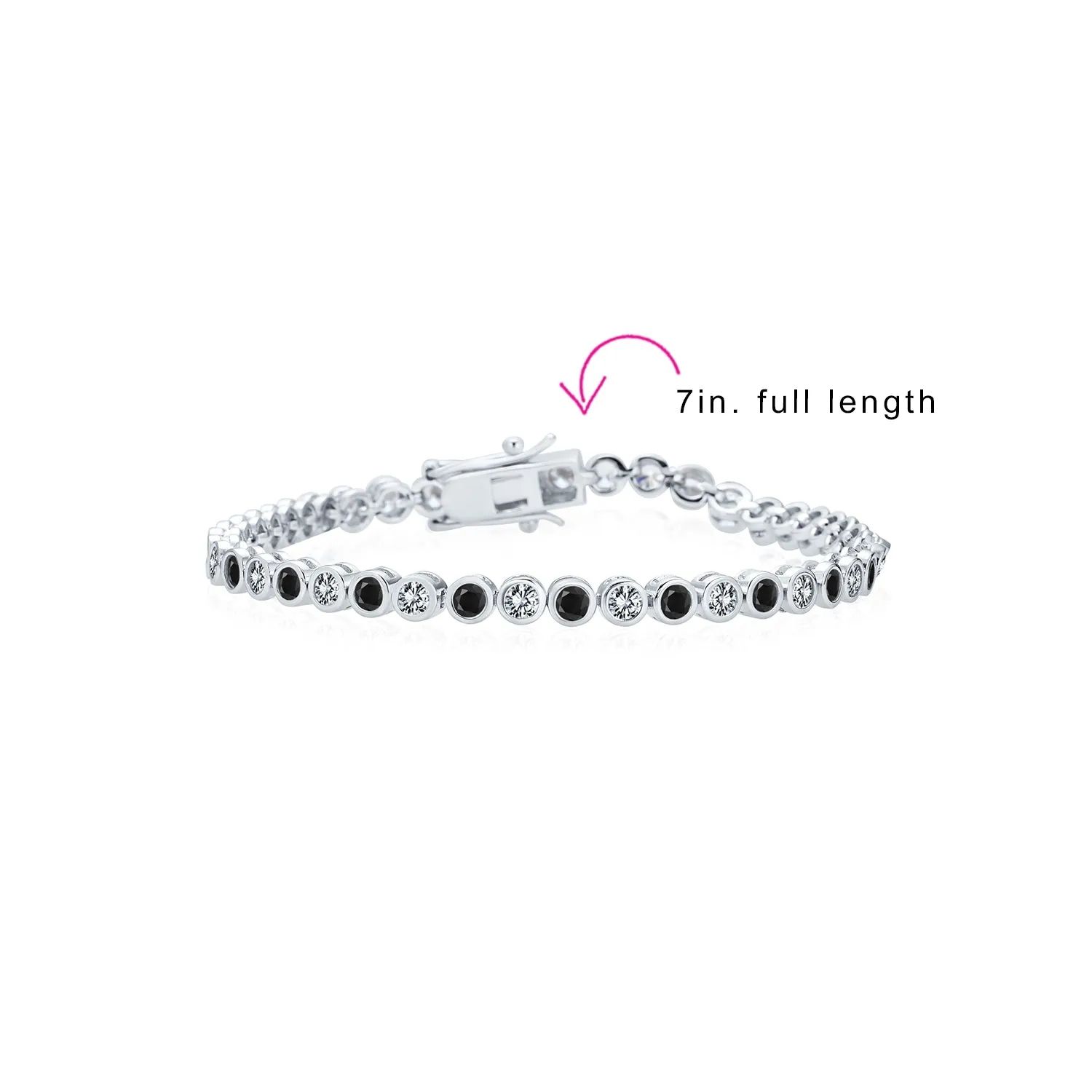 4CT Bubble Tennis Bracelet Bezel Round CZ Gold Plated Sterling Silver