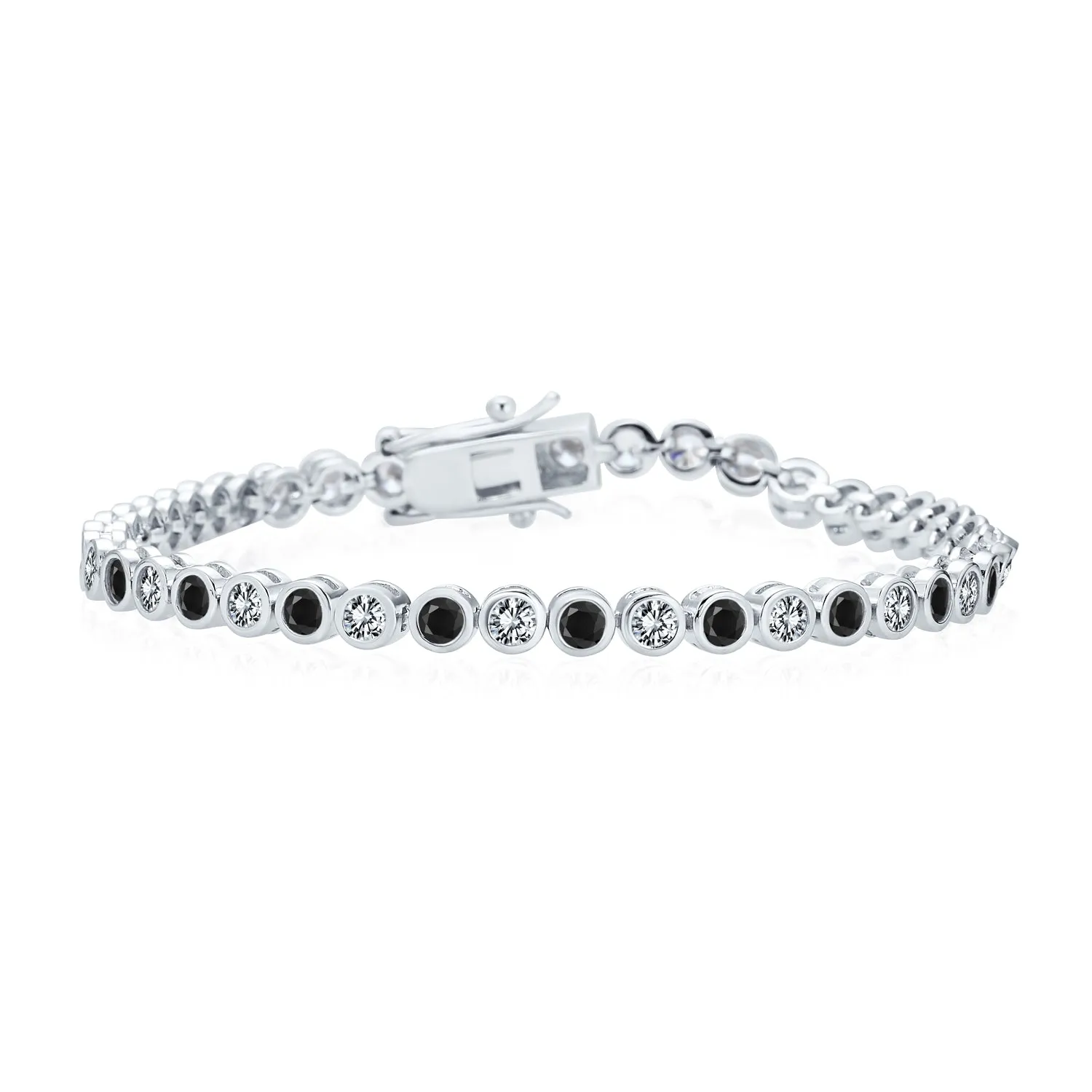 4CT Bubble Tennis Bracelet Bezel Round CZ Gold Plated Sterling Silver