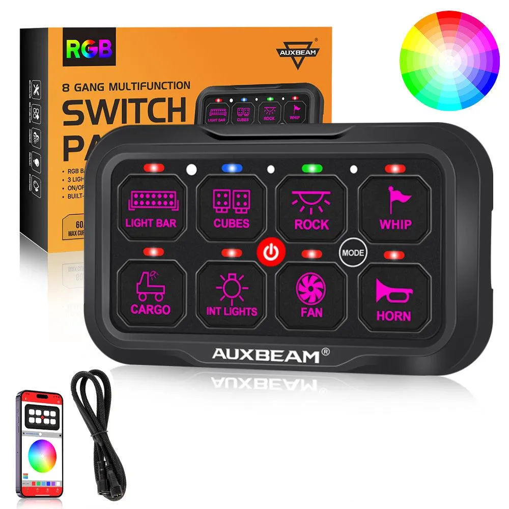 AR-800 RGB Switch Panel with APP 12 Inch 5D-PRO LED Light Bar, Toggle/ Momentary/ Pulsed Mode Supported