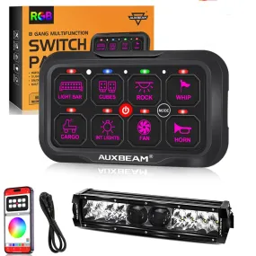 AR-800 RGB Switch Panel with APP 12 Inch 5D-PRO LED Light Bar, Toggle/ Momentary/ Pulsed Mode Supported