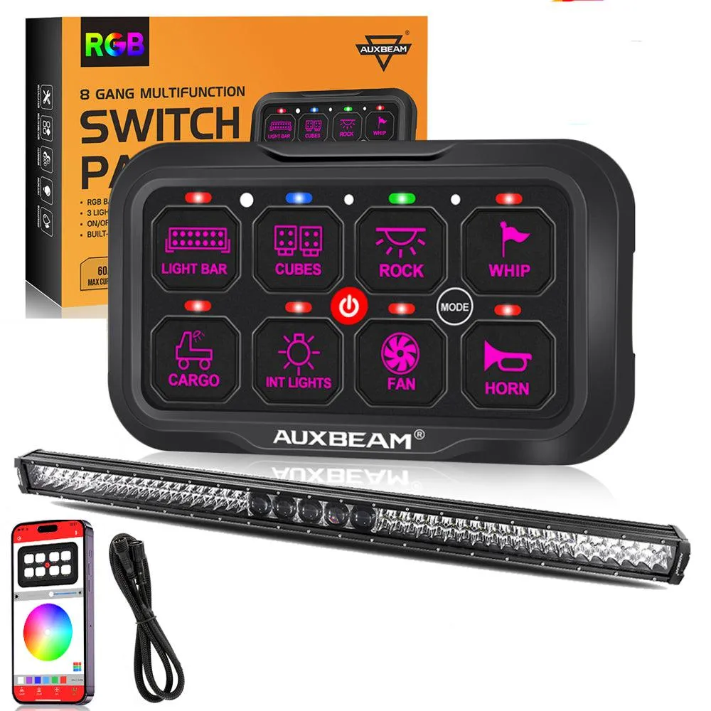 AR-800 RGB Switch Panel with APP 52 Inch 5D-PRO LED Light Bar, Toggle/ Momentary/ Pulsed Mode Supported