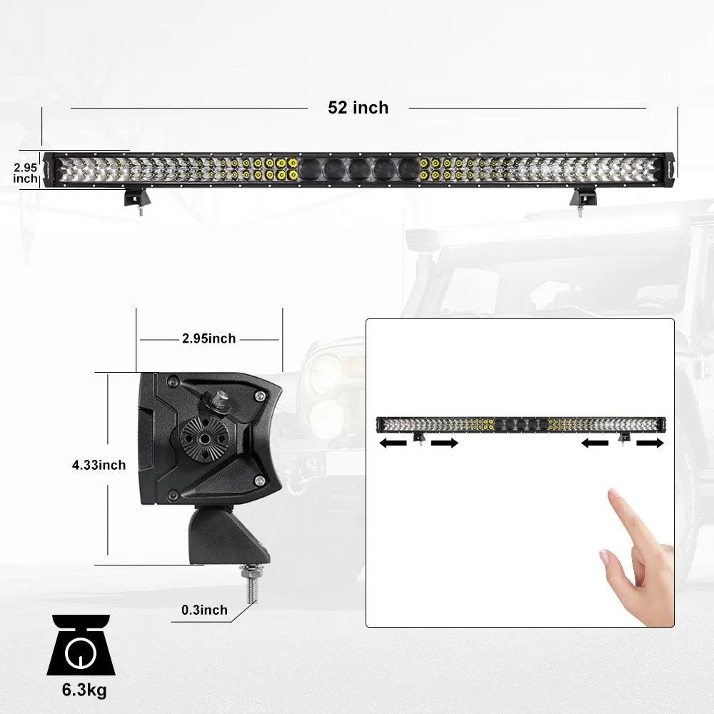 AR-800 RGB Switch Panel with APP 52 Inch 5D-PRO LED Light Bar, Toggle/ Momentary/ Pulsed Mode Supported