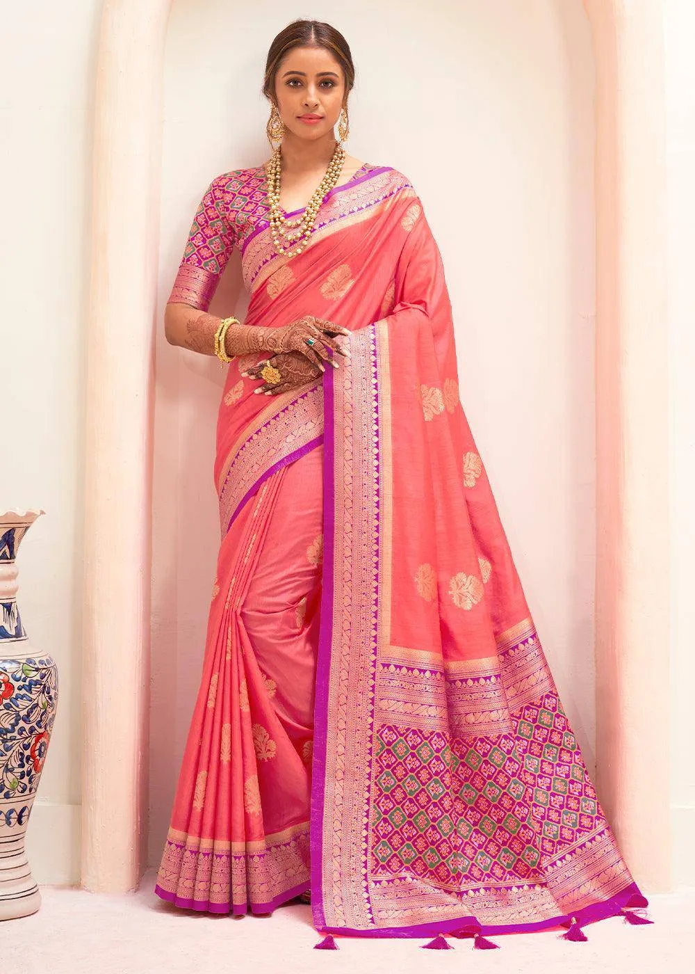 Banarasi Patola Silk Saree with Stitched Blouse