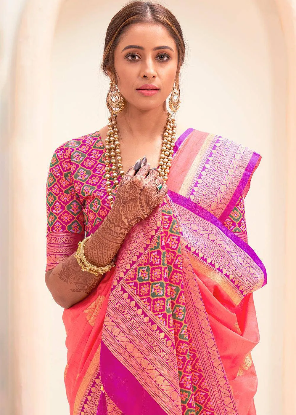 Banarasi Patola Silk Saree with Stitched Blouse