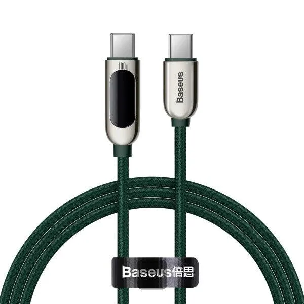 Baseus Display Fast Charging Data Cable Type-C to Type-C 100W 2M Green-4C8K