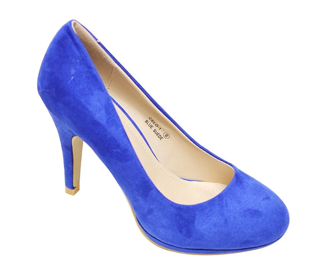 Bella Marie Celo-1 Women's almond toe platform multi color suede high heel stilettos shoes