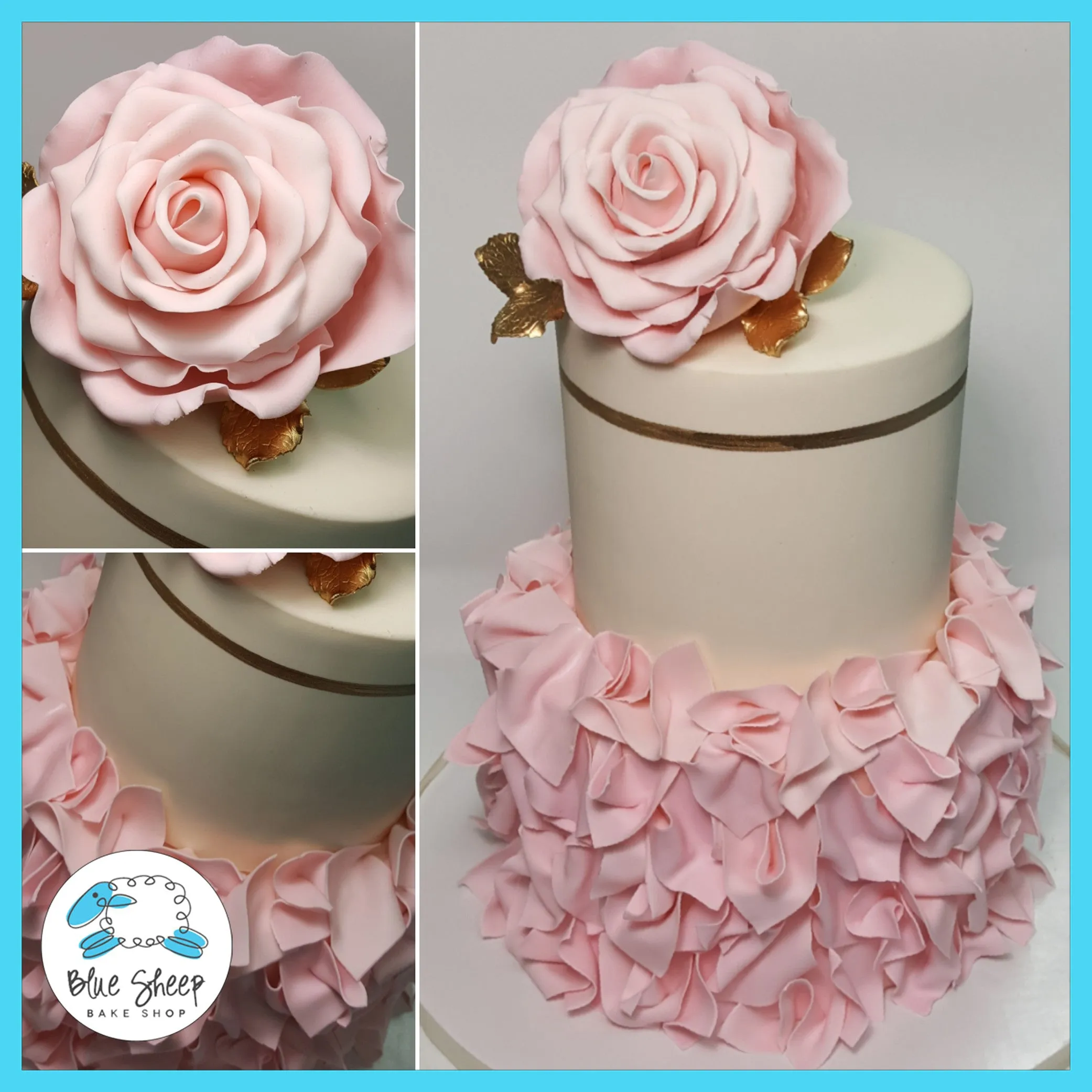 Blush Pink and Ivory Ruffle Cake Bridal Shower Cake