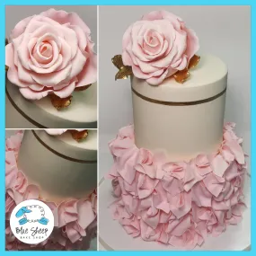 Blush Pink and Ivory Ruffle Cake Bridal Shower Cake