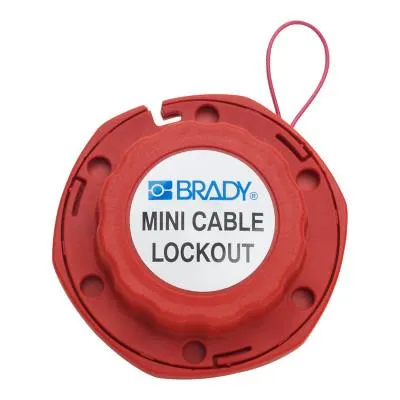 Brady® Mini Cable Lockouts with Metal Cables, 0.31 in Dia. Shackle, 8ft Cable, Red, 50940