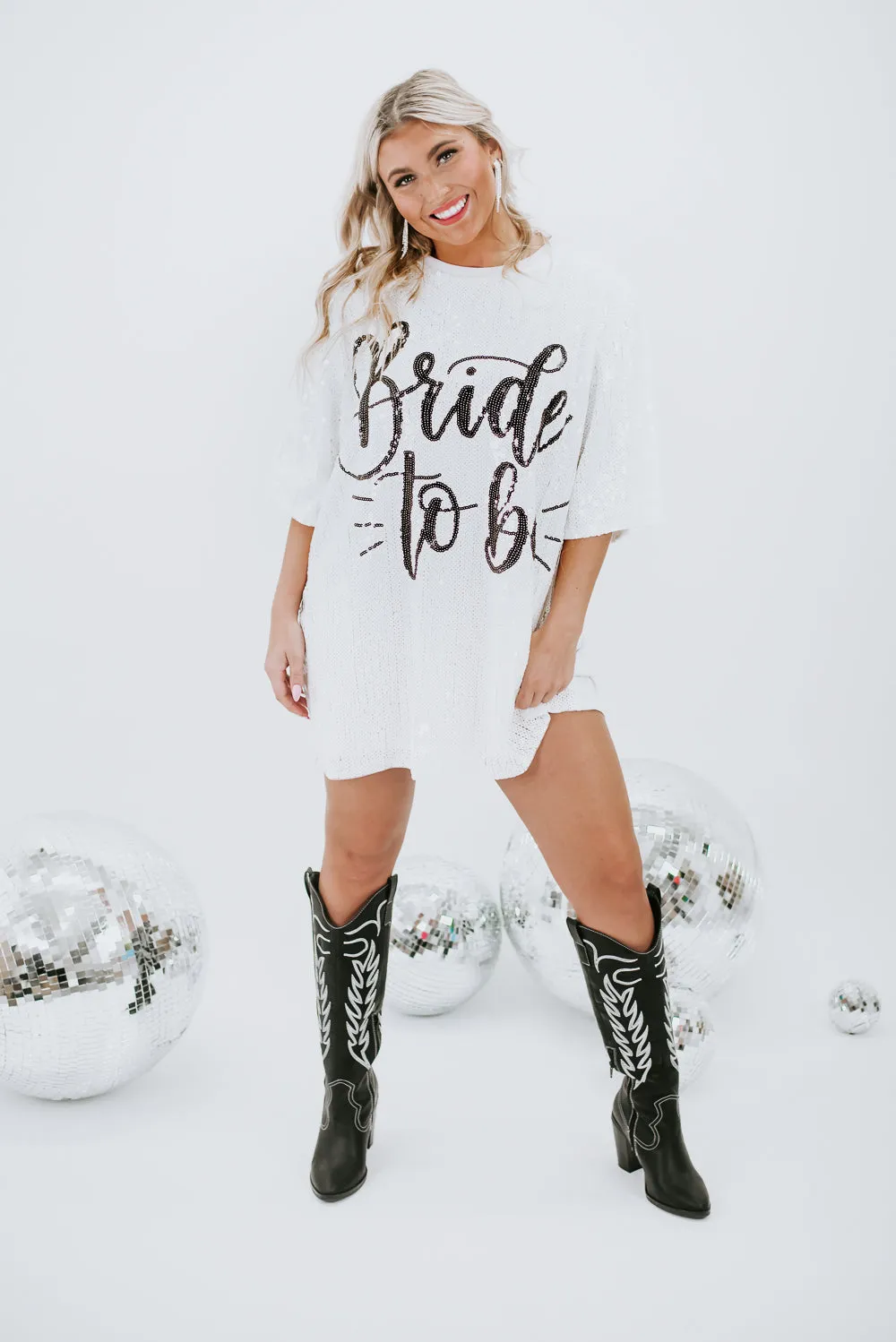 Bride To Be Sequins Dress, White