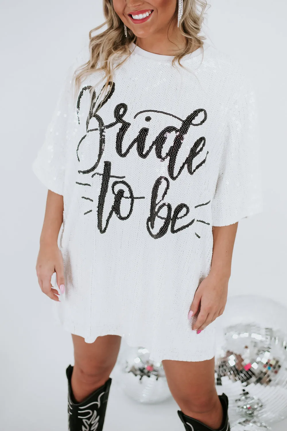Bride To Be Sequins Dress, White