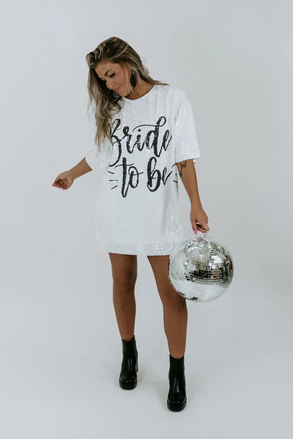Bride To Be Sequins Dress, White