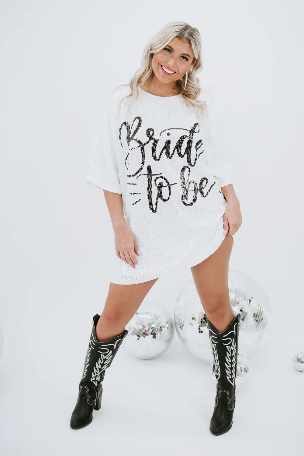 Bride To Be Sequins Dress, White