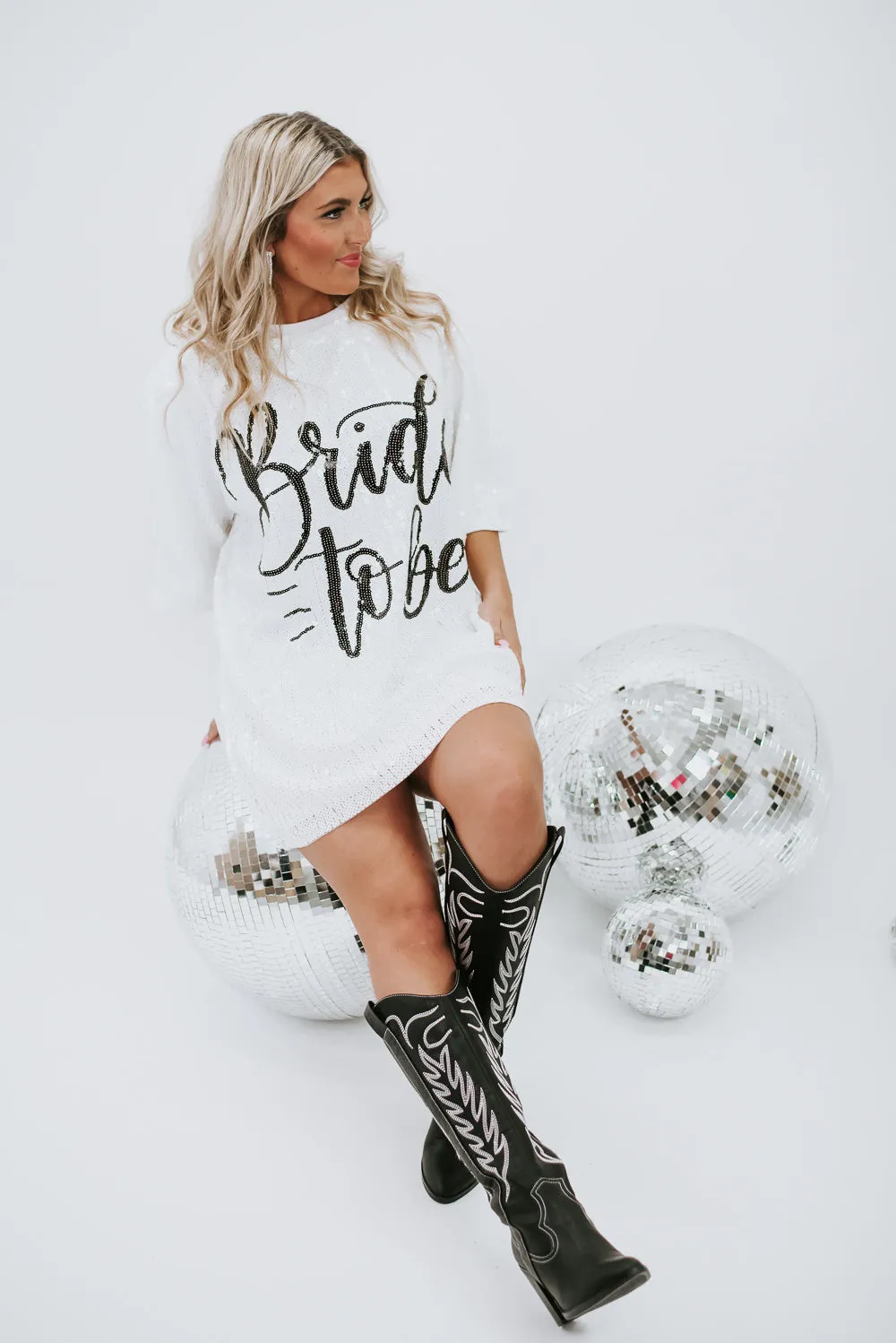 Bride To Be Sequins Dress, White