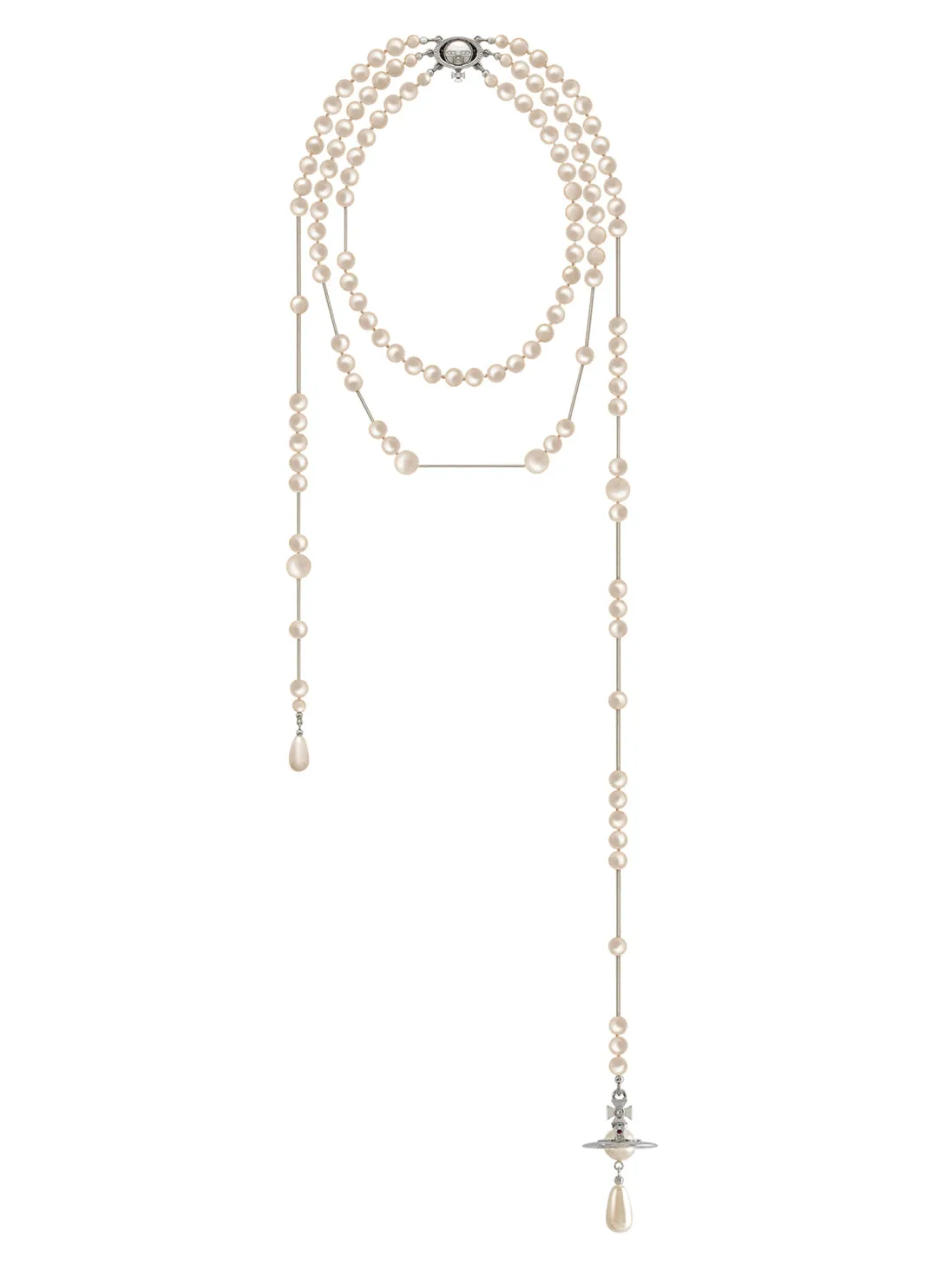 Broken Pearl Necklace - Silver - 63010006-02P128-CN