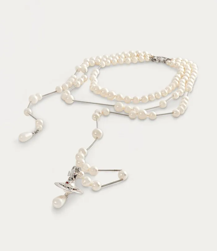 Broken Pearl Necklace - Silver - 63010006-02P128-CN