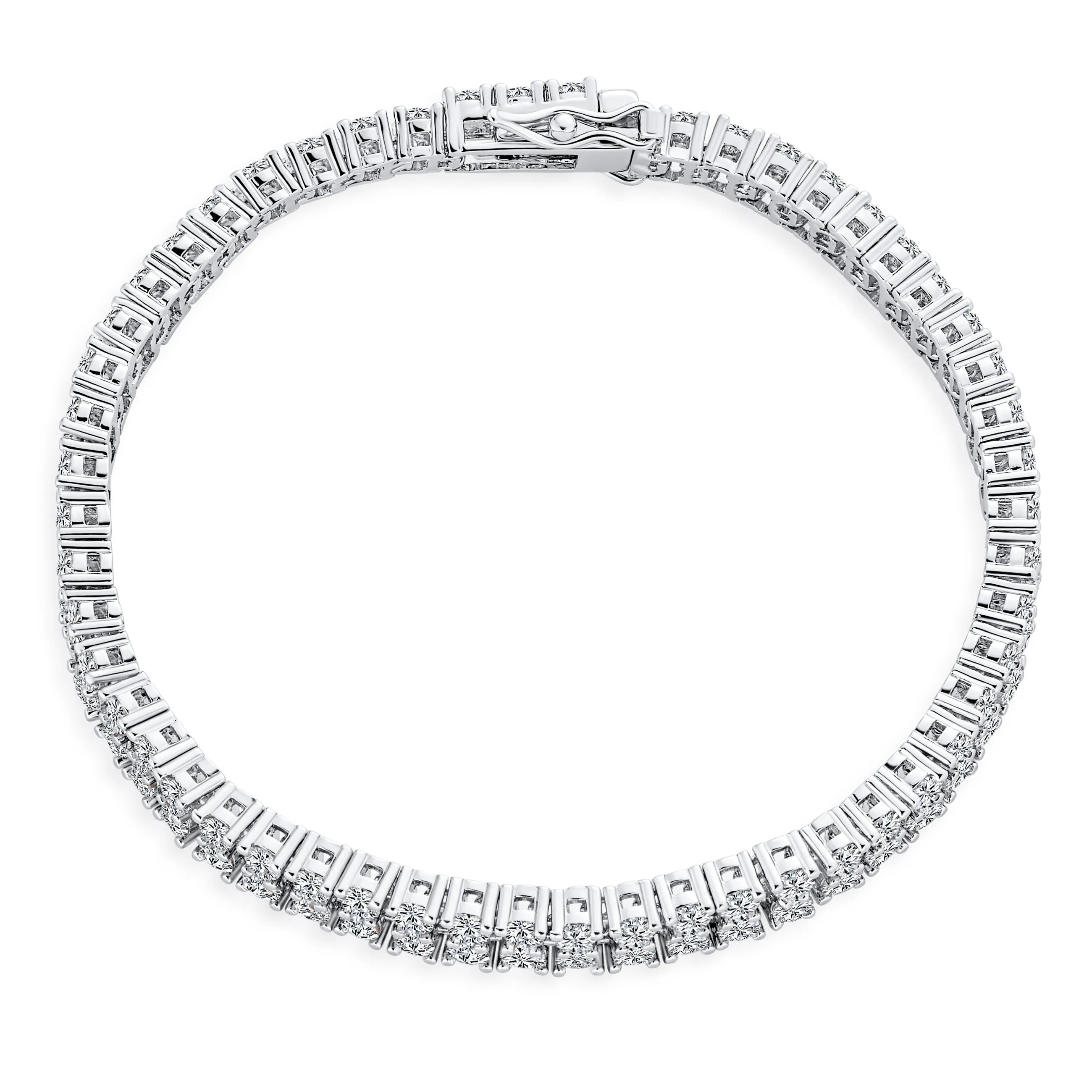 Classic Fashion Bridal Multi Row AAA CZ Wide Cluster Statement Bracelet Perfect Wedding