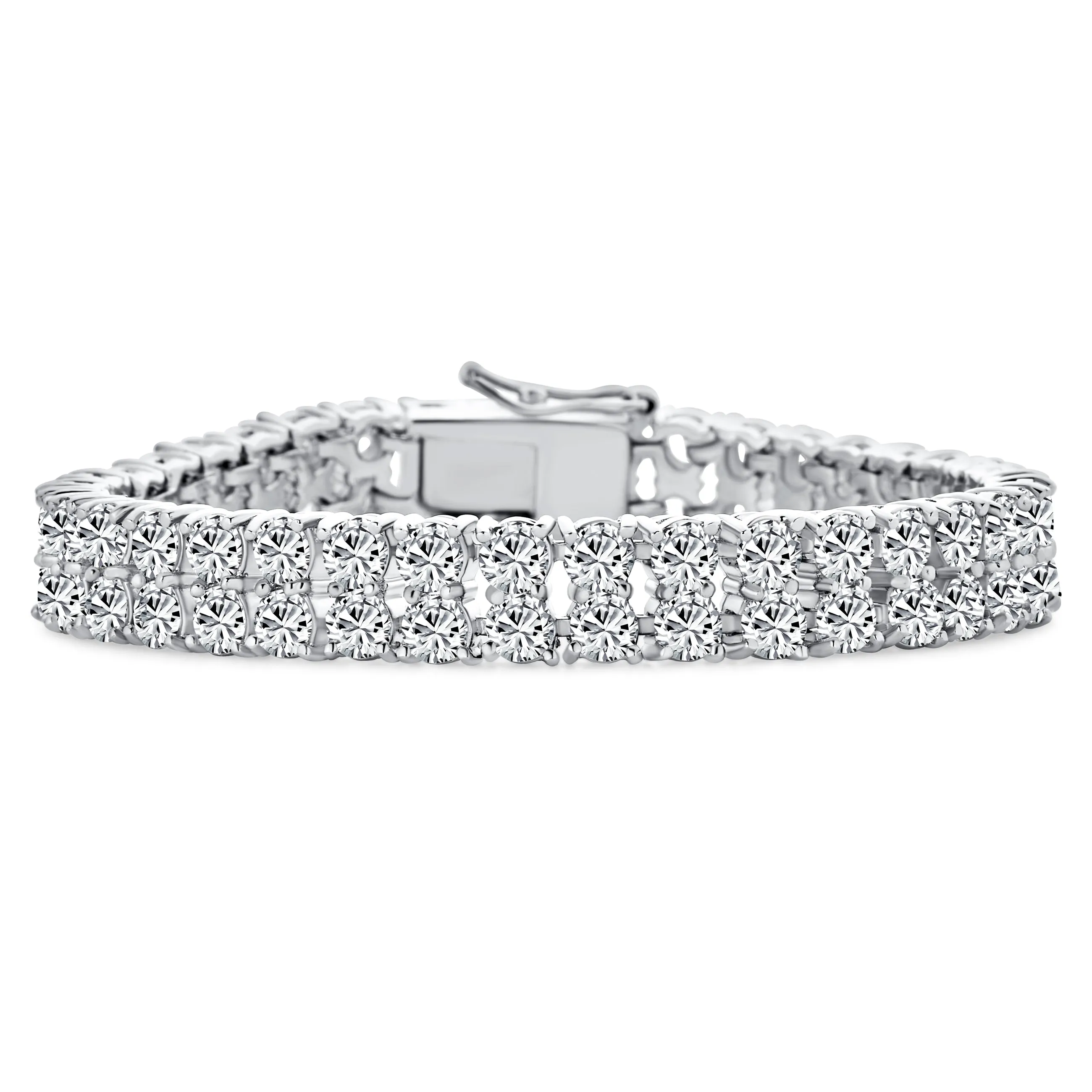 Classic Fashion Bridal Multi Row AAA CZ Wide Cluster Statement Bracelet Perfect Wedding