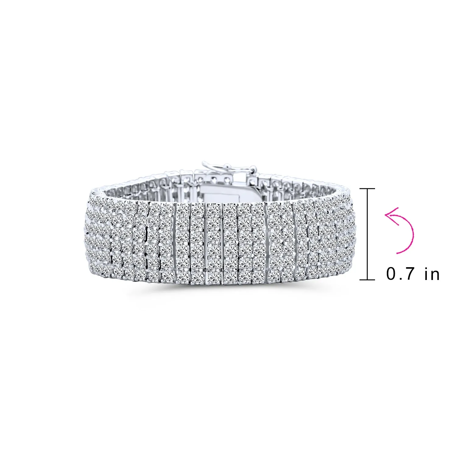 Classic Fashion Bridal Multi Row AAA CZ Wide Cluster Statement Bracelet Perfect Wedding