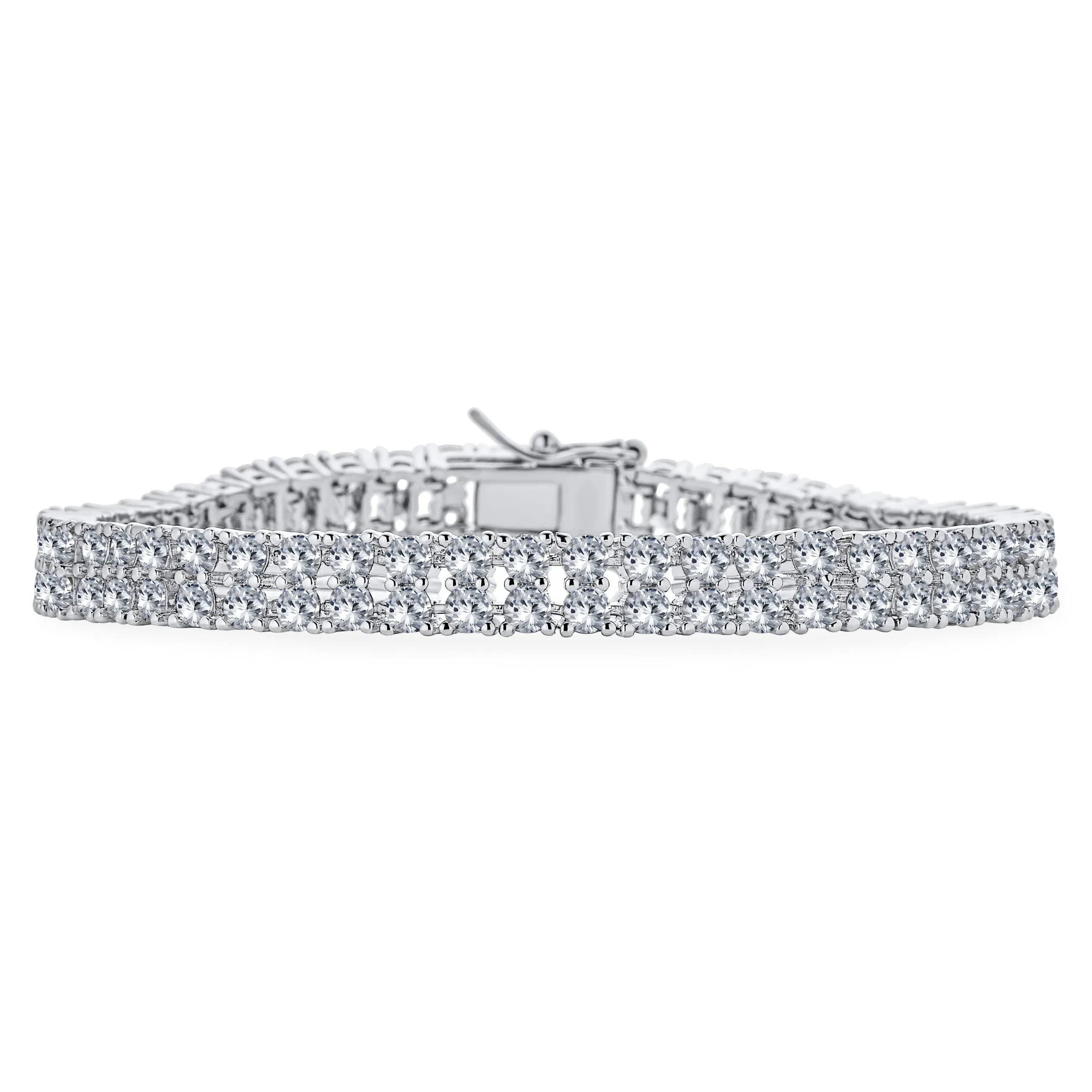 Classic Fashion Bridal Multi Row AAA CZ Wide Cluster Statement Bracelet Perfect Wedding
