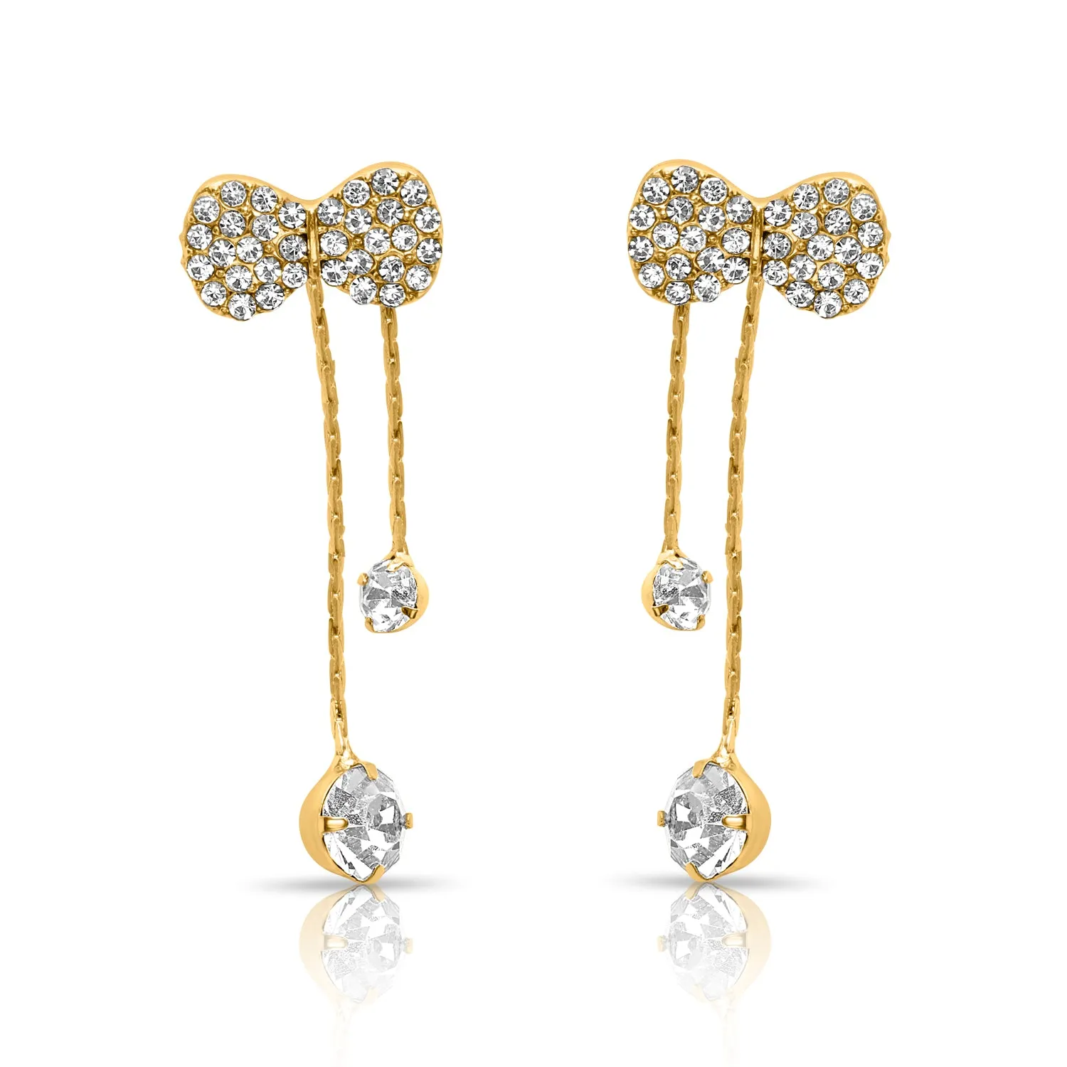 Crystal-Encrusted Double Bow Earrings