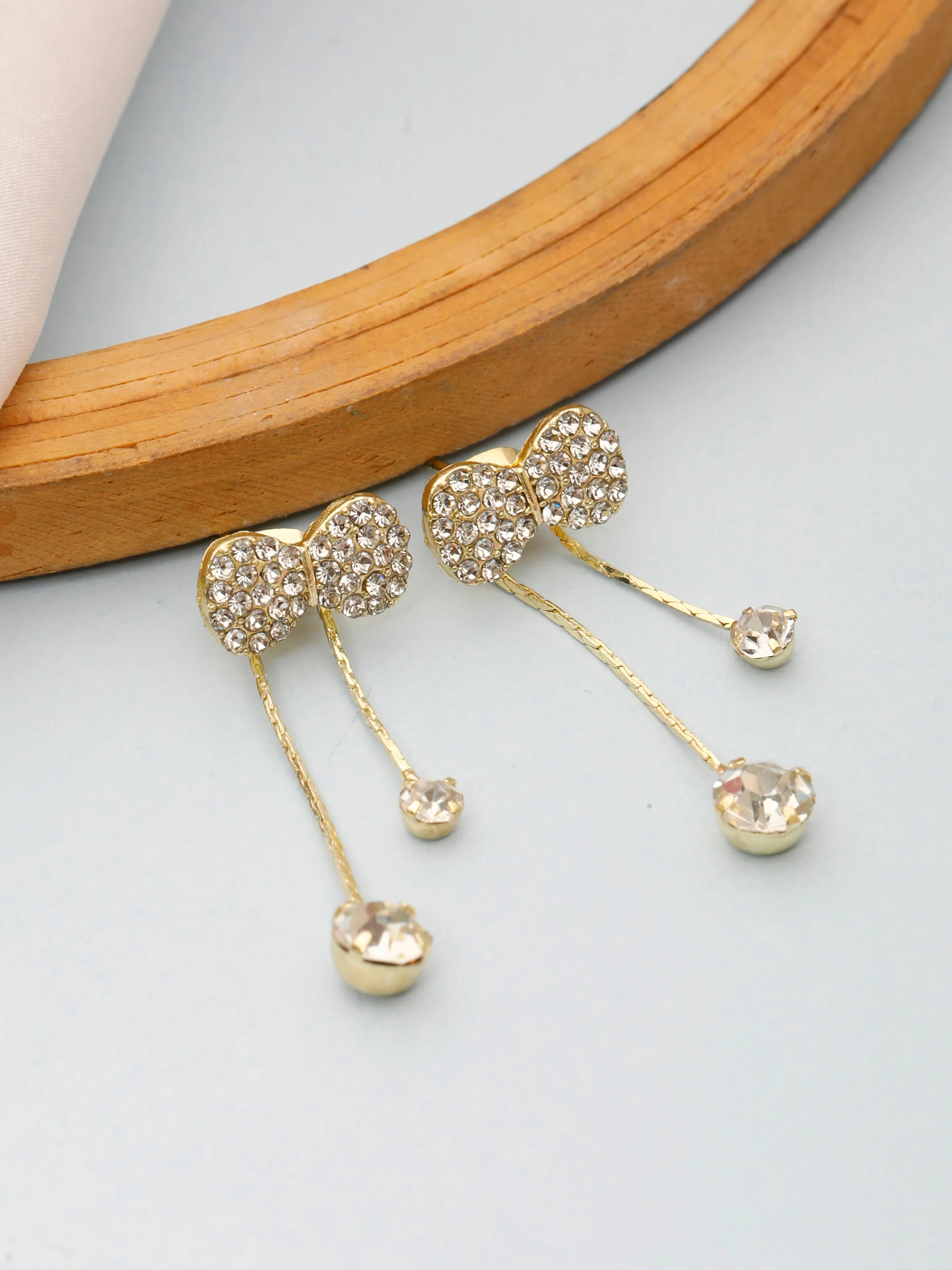 Crystal-Encrusted Double Bow Earrings