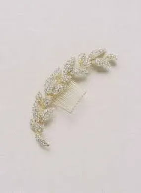 Crystal encrusted leaves hair comb