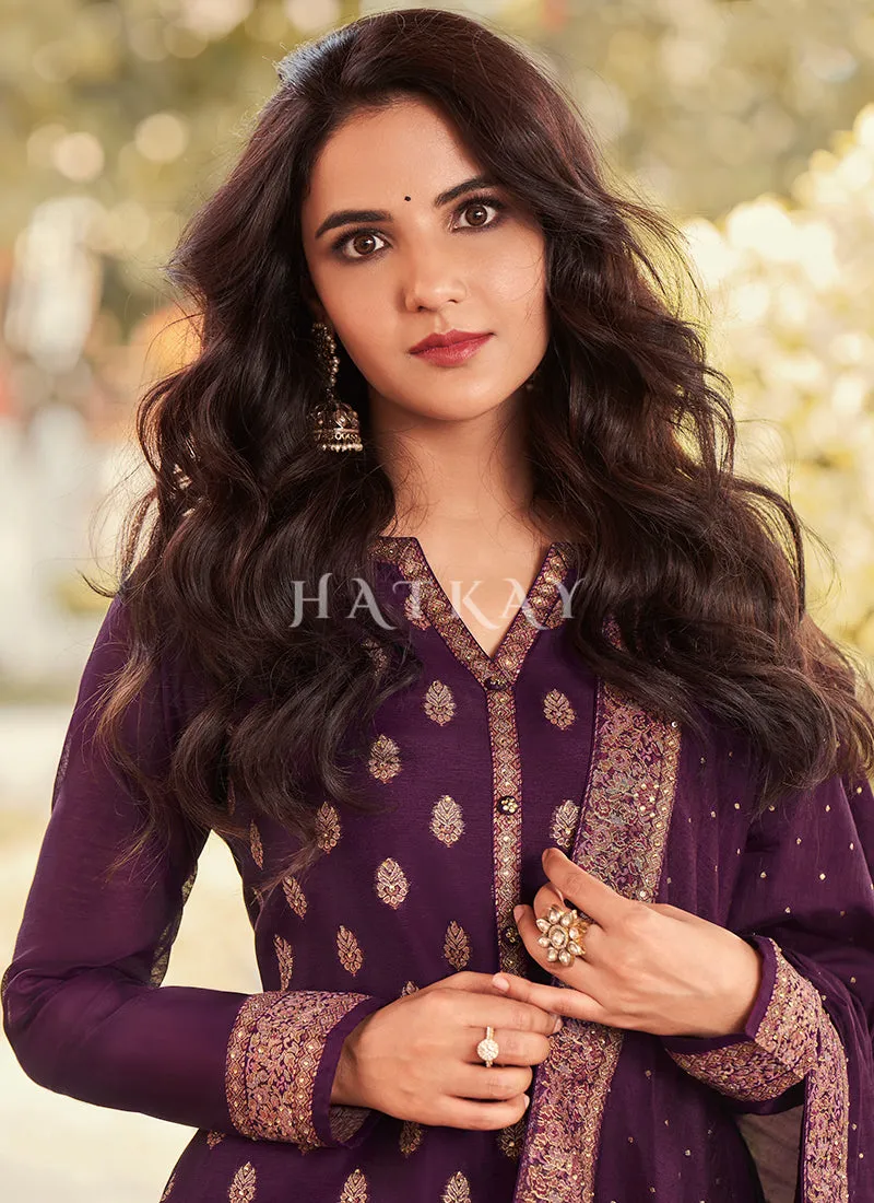 Deep Purple Embroidery Designer Salwar Kameez