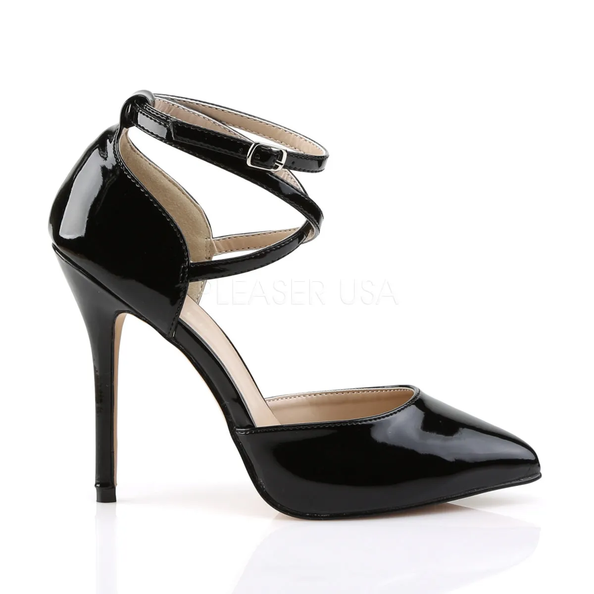 D'Orsay Cross Ankle Strap Black PA Heels