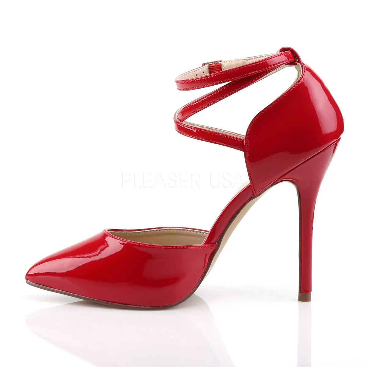 D'Orsay Cross Ankle Strap Red Heels