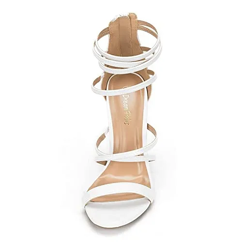 DREAM PAIRS Show Women's Stilettos Ankle Strap High Heels Sandals Open Toe Party Shoes Silver Glitter