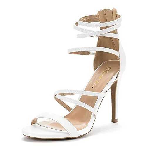 DREAM PAIRS Show Women's Stilettos Ankle Strap High Heels Sandals Open Toe Party Shoes Silver Glitter