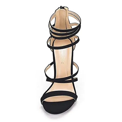 DREAM PAIRS Show Women's Stilettos Ankle Strap High Heels Sandals Open Toe Party Shoes Silver Glitter