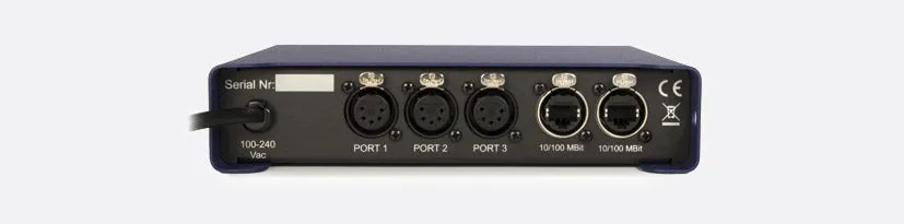 ELC DLN3TMFI DMX Node 3x DMX Ports 2x Ethernet Ports 5-Pin XLR Desktop Isolated