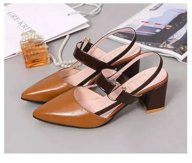 Elegant Women's Sandals Summer Casual Classic Office Chunky Heel Wedding Shoes Women Plus Pumps Shoes