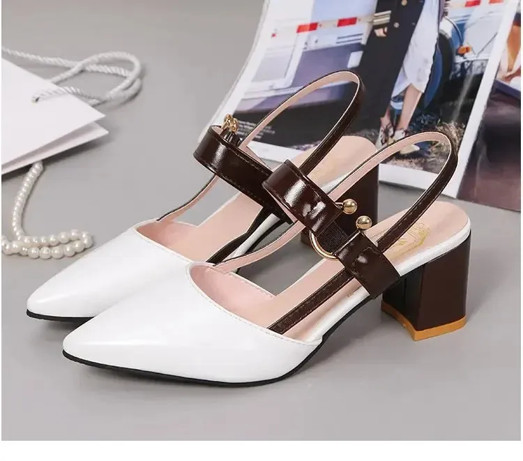 Elegant Women's Sandals Summer Casual Classic Office Chunky Heel Wedding Shoes Women Plus Pumps Shoes