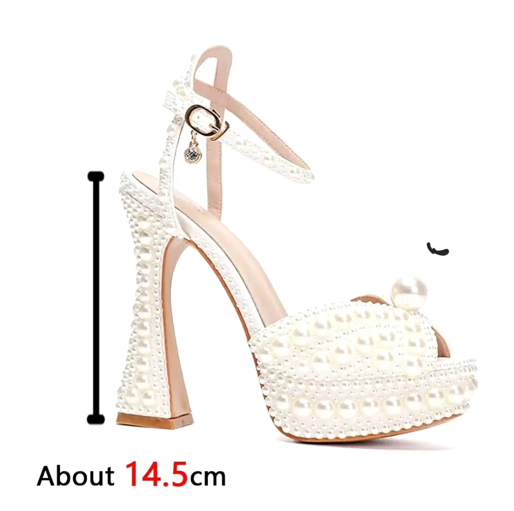 Ellegant bridal wedding shoes with Luxury Pearls