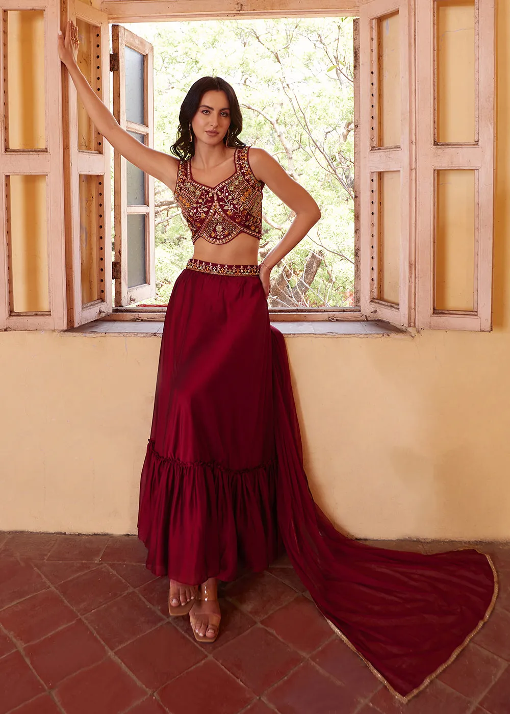Empress Maroon Designer Lehenga Choli