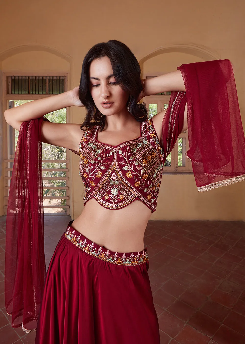Empress Maroon Designer Lehenga Choli