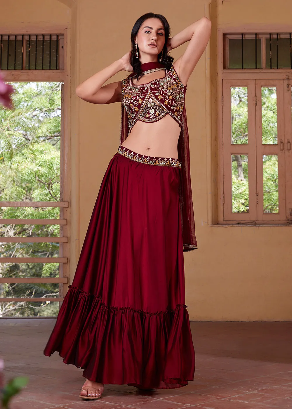 Empress Maroon Designer Lehenga Choli