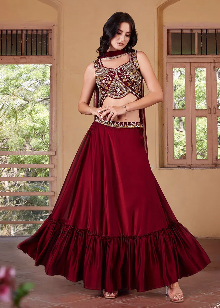 Empress Maroon Designer Lehenga Choli