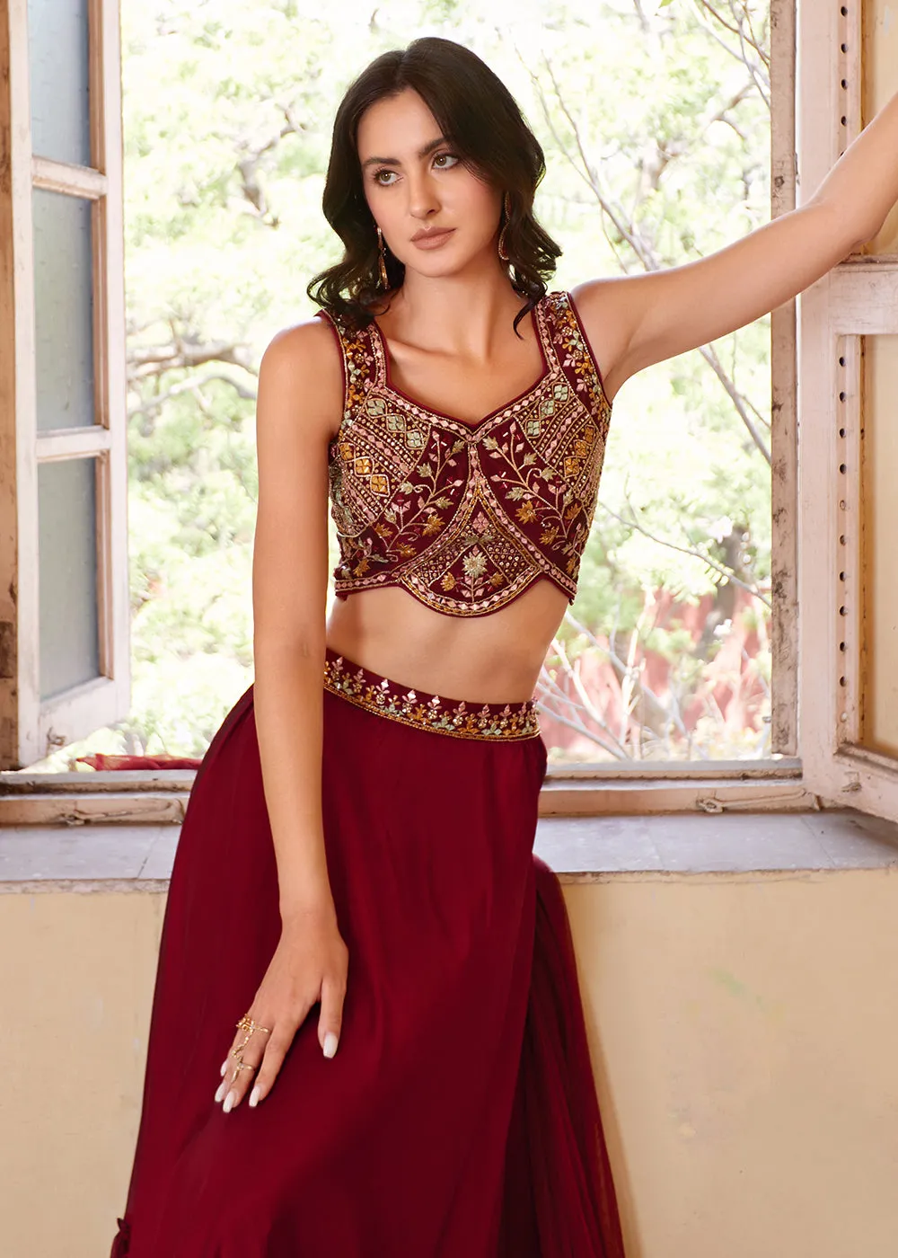 Empress Maroon Designer Lehenga Choli