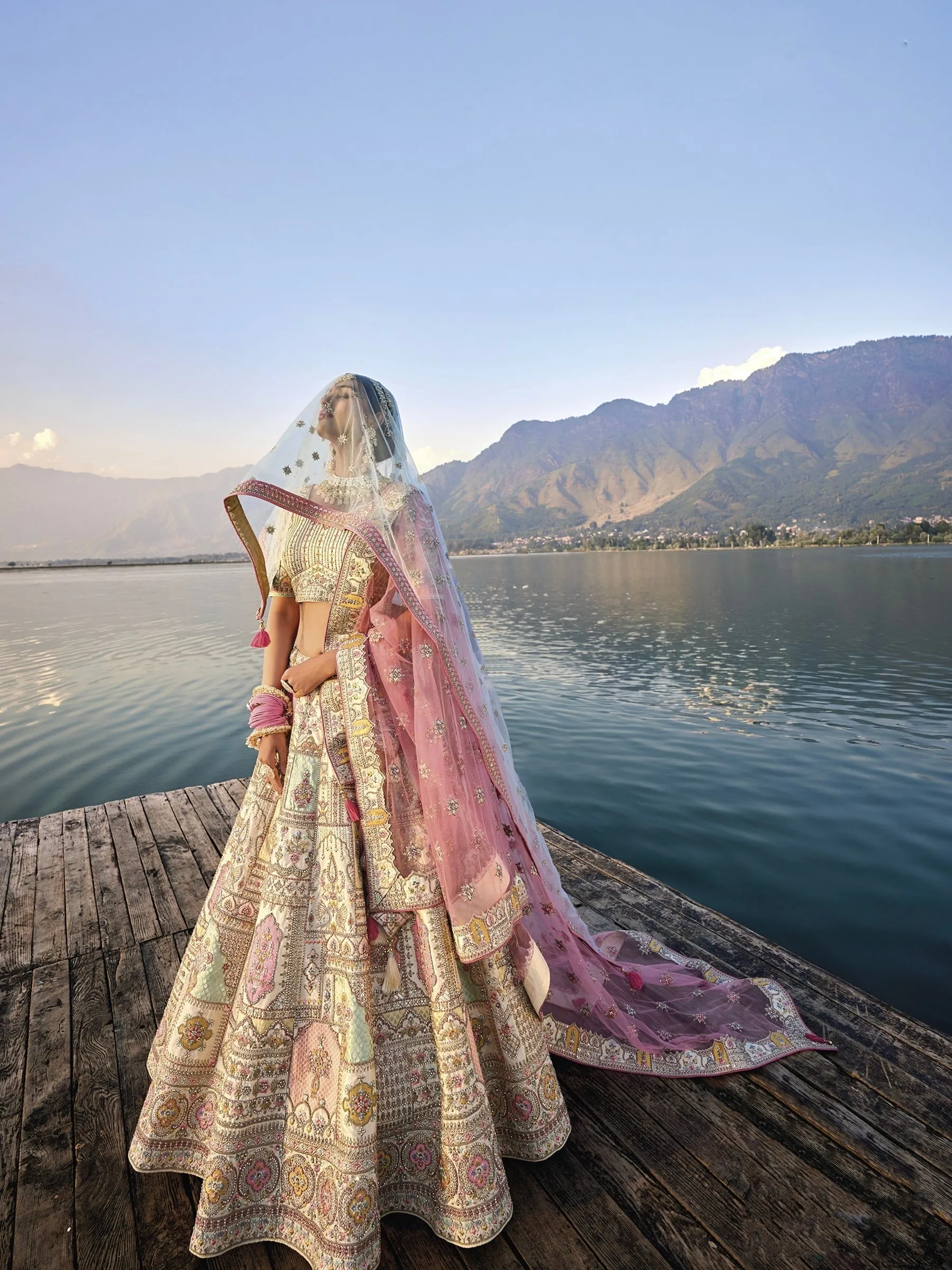 Exquisite Off-White Silk Circular Lehenga Set with Embroidered Heavy Net Dupatta