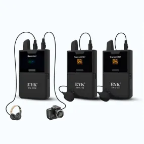 EYK UHF Wireless Lavalier Microphone Real-Time Monitor for Camera DSLR Camcorder Smartphones