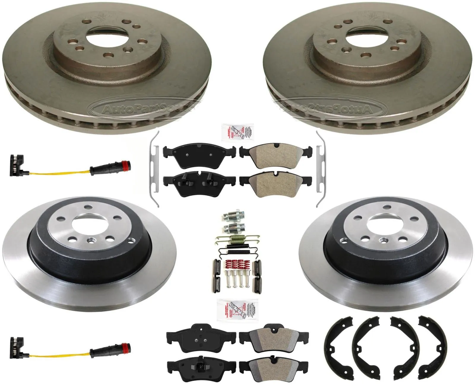 Front & Rear Brake Pad Carbon Rotors Rear Solid Fits Mercedes R350 2006-2012